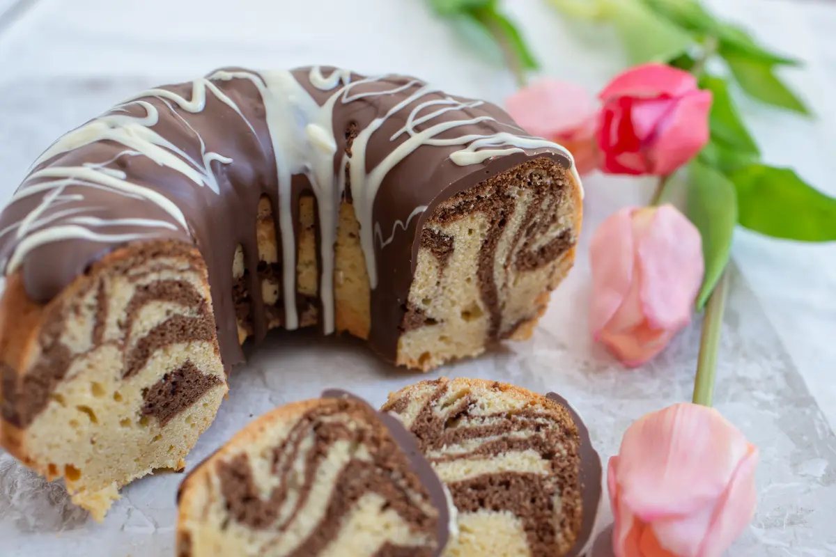 Close-up of Zebra Cake Layers