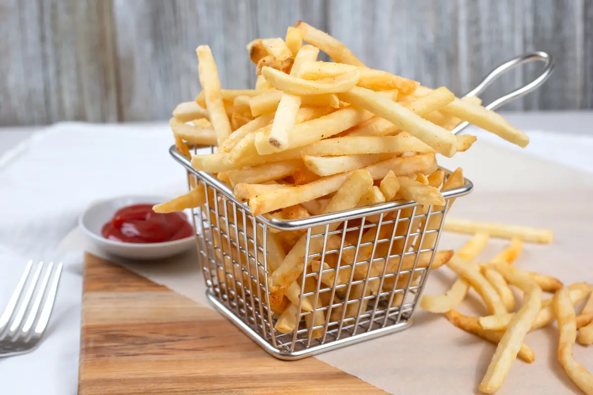 Golden crispy air-fried frozen fries