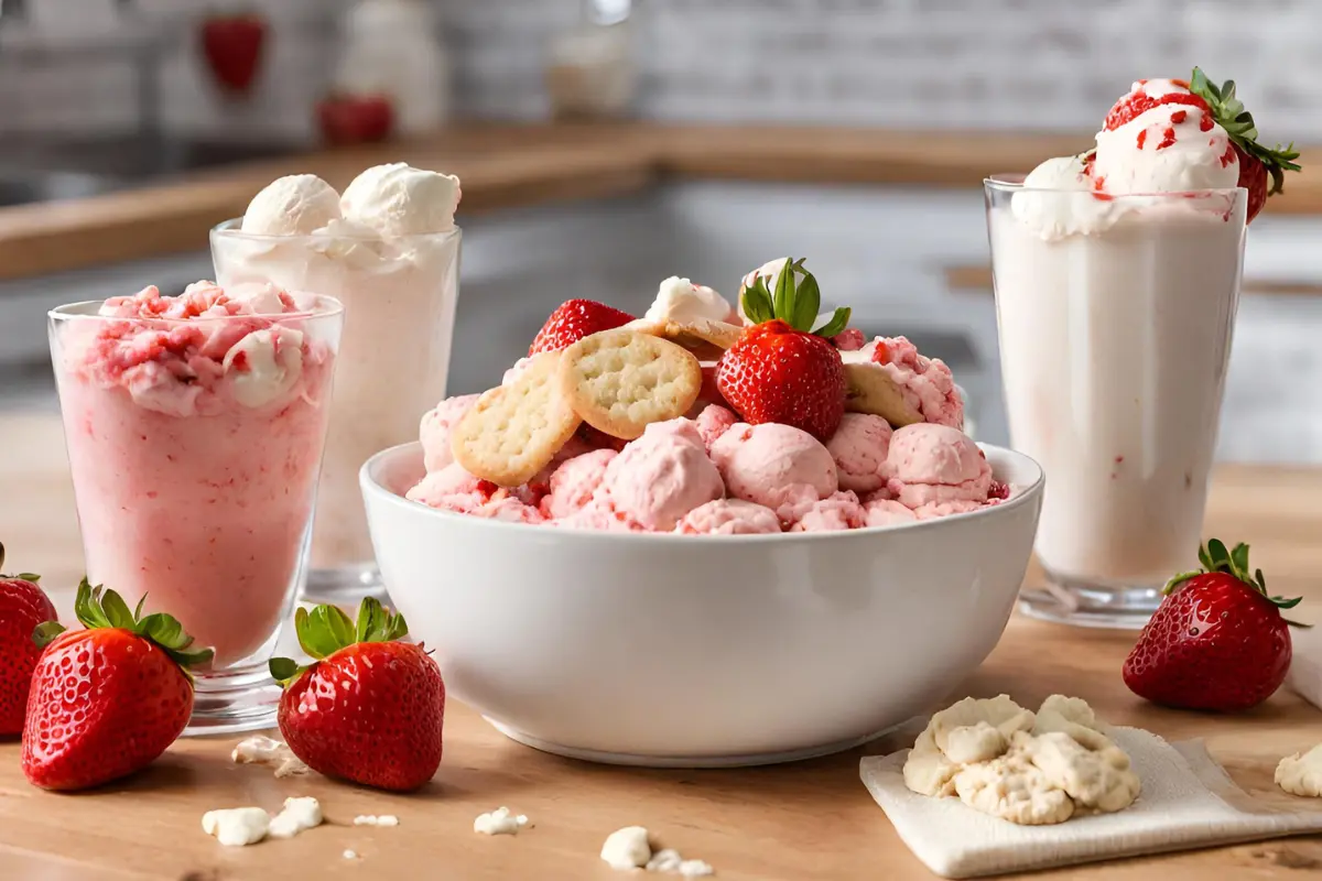 Ingredients for homemade Strawberry Shortcake McFlurry