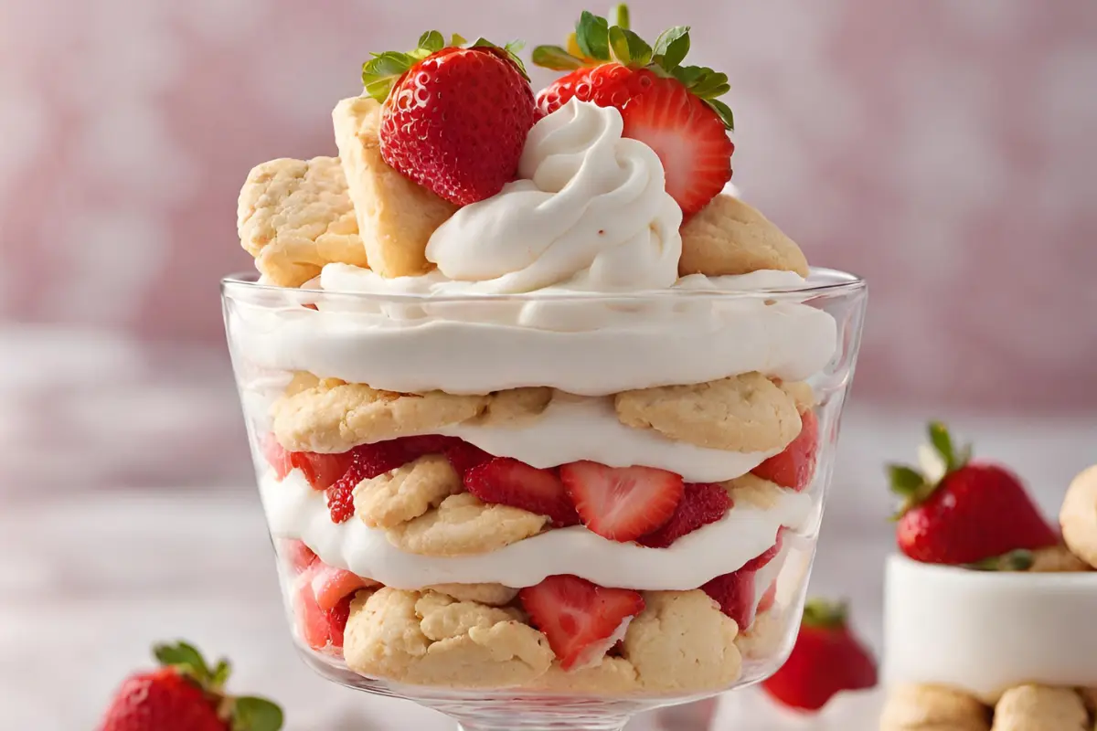 Close-up of Strawberry Shortcake dessert texture