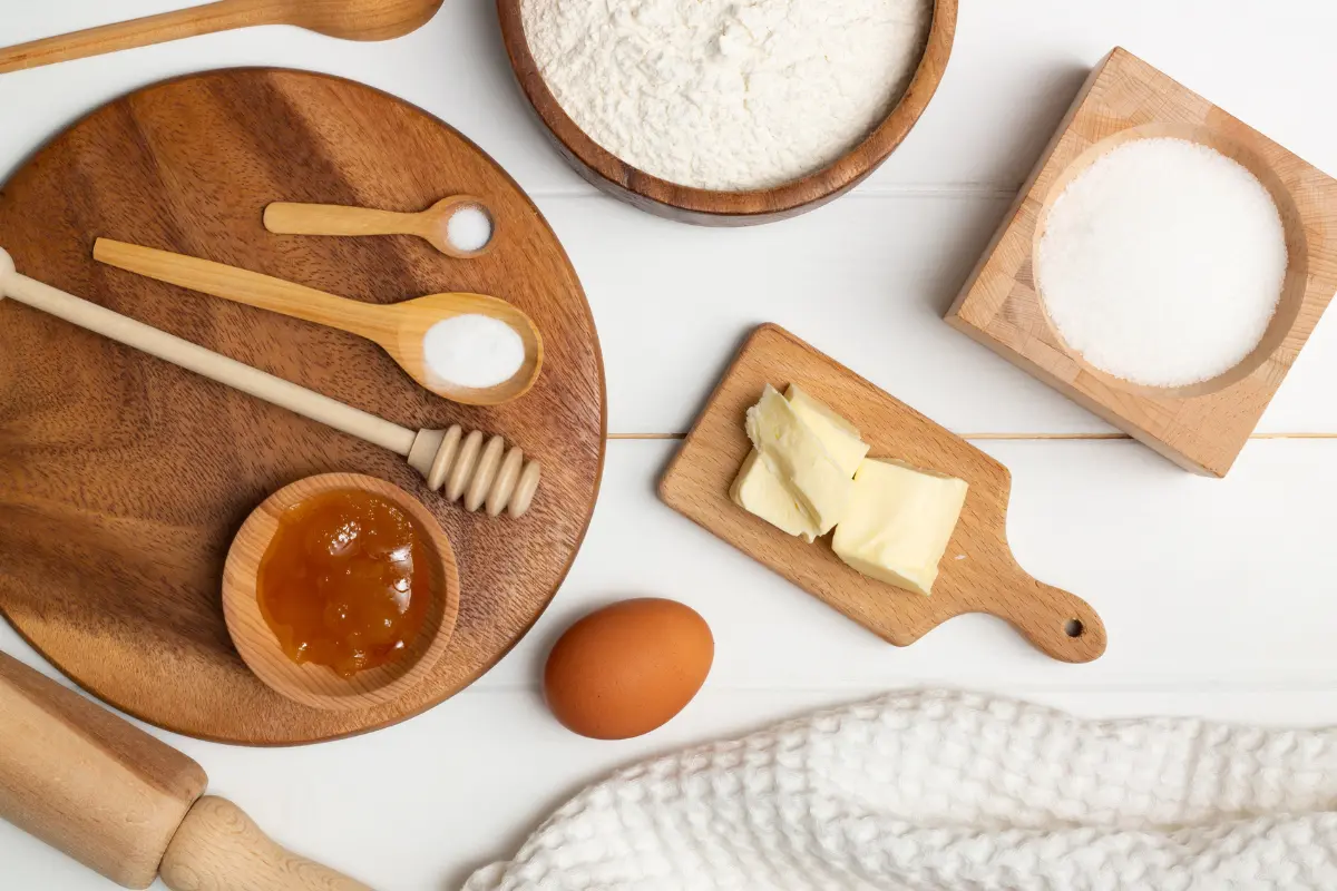 Mixing ingredients for a heart-shaped cake