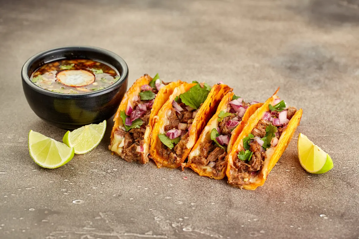 Homemade beef tacos on a serving plate