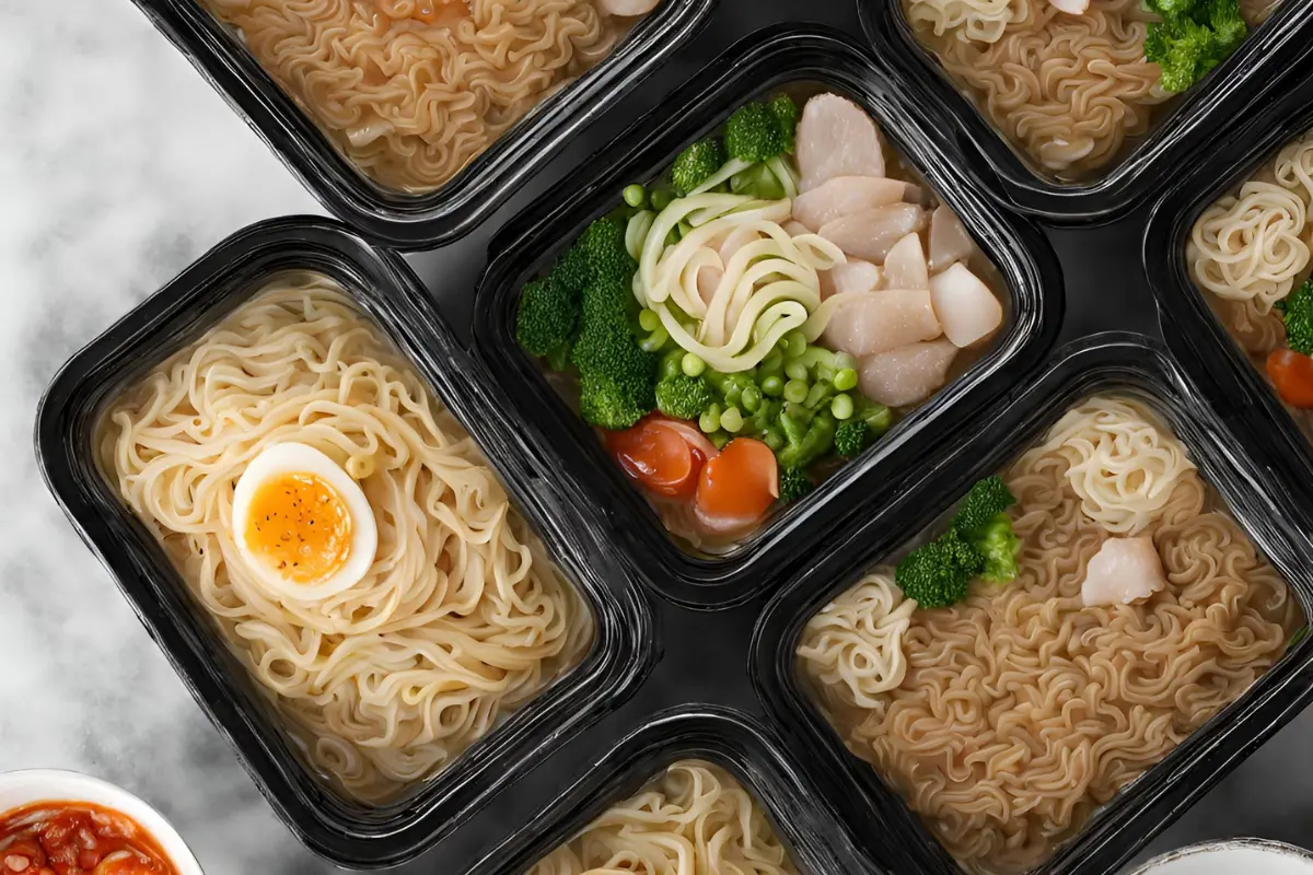 Concept of freezing ramen meals