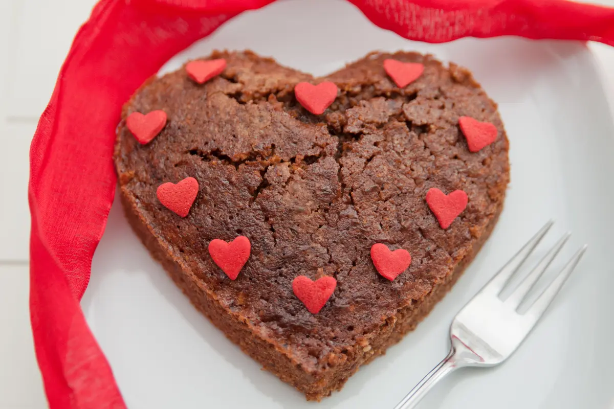 Heart-shaped cake being baked without a special pan