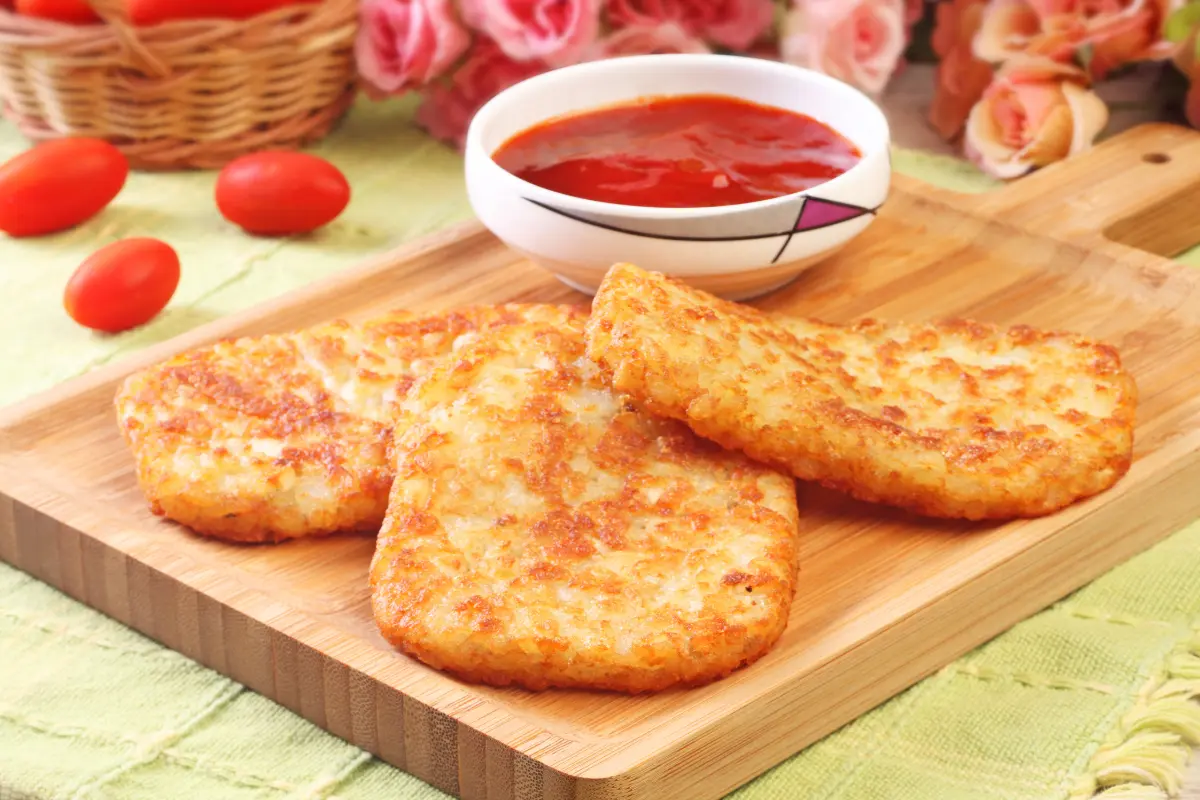 Hash browns served with breakfast items