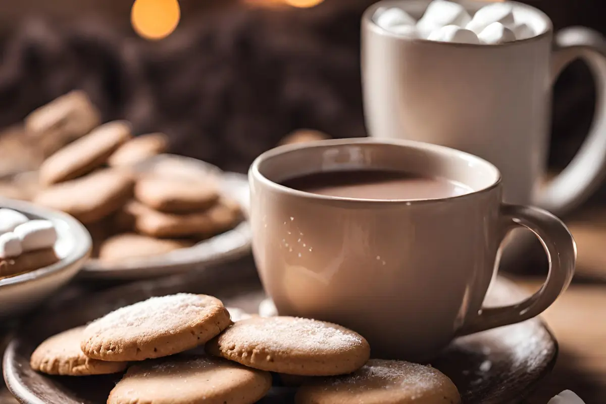 Mexican cookies paired with hot chocolate.